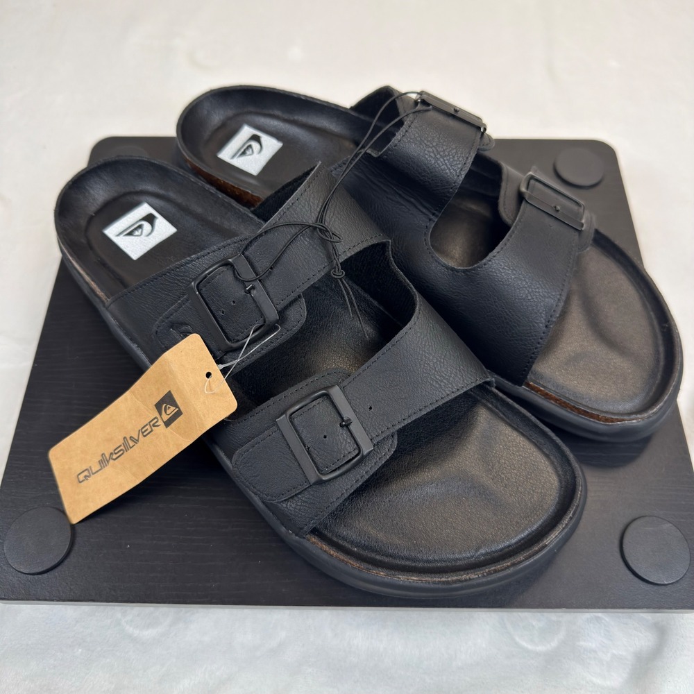 Quiksilver Men's Deck‎ Sandals Black Size 12 Double Stap New CQ10025M-B
